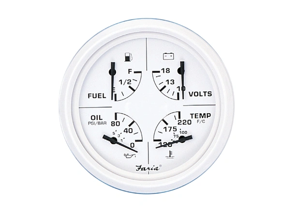 FARIA Kombiinstrument 5" (4-i-ett) Ø5" - Hvit